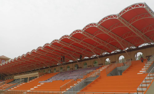 steel framed sports grandstand with truss structure has beautiful appearance