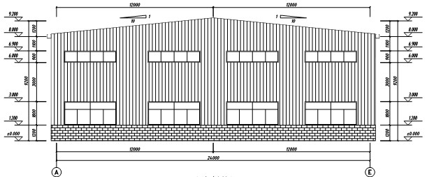 plane structure drawing of steel structure workshop with one set 5ton Single-Beam Crane