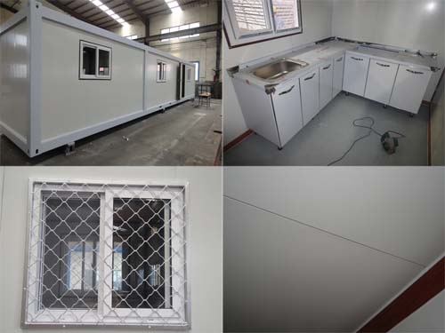 different views of flat packing conainer house we exported to Australia