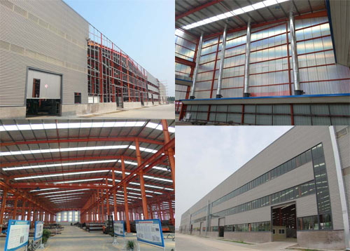 different views of our new factory steel workshop building, including installation steps, interior insulation and steel frame, finished plan