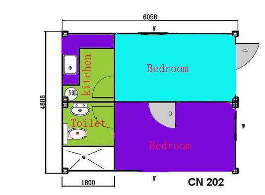 laout plan of modified shipping container house