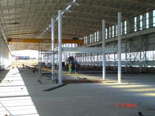 interior of steel structure workshop in South Africa