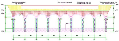 plan-steel structur football filed with steel tube truss structue design, manufactured by Xinguangzheng Steel Structure Company