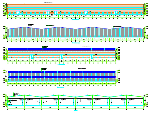 axis elevation drawing of factory steel workshop building, Xinguangzheng also design construction layout plan of new steel factory