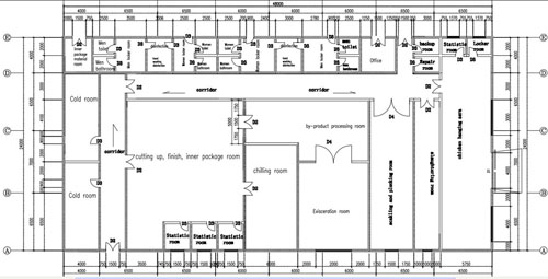Algeria steel structure slaughter workshop technical drawing, design by our enginner.